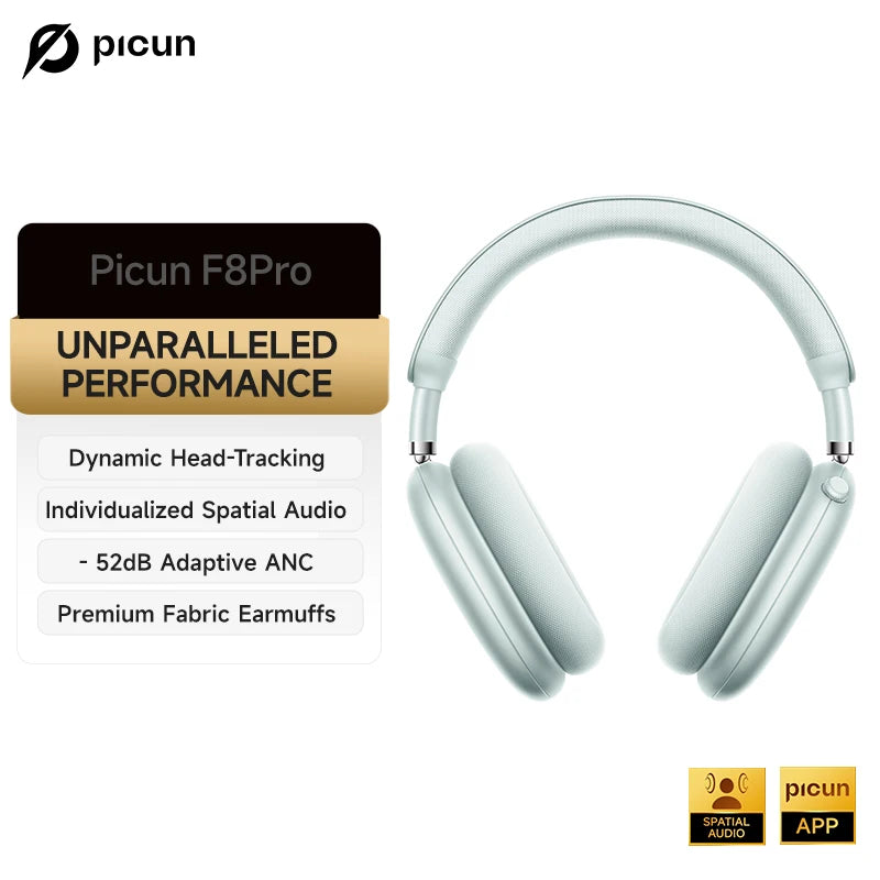 Picun F8 Pro Wireless Headphones Featuring Active Noise Cancellation