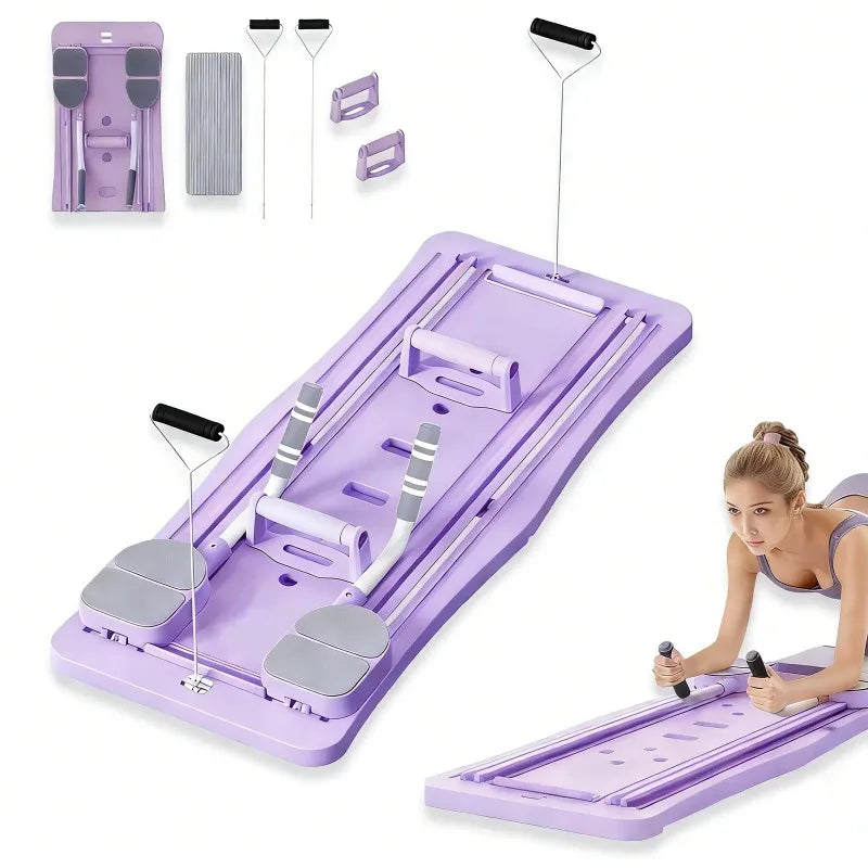 Foldable Pilates Board With Resistance Handles And Balance Training