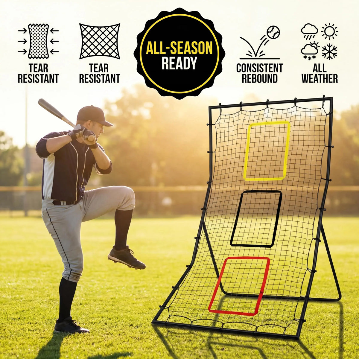 HiMiss Softball Back Net Rebounder For Pitching And Fielding Practice