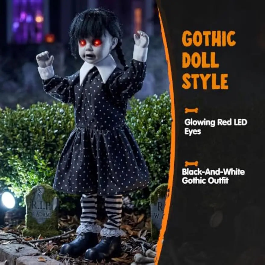 Joyfy Halloween Animatronic Ghost Doll Outdoor Prop With Glowing Eyes