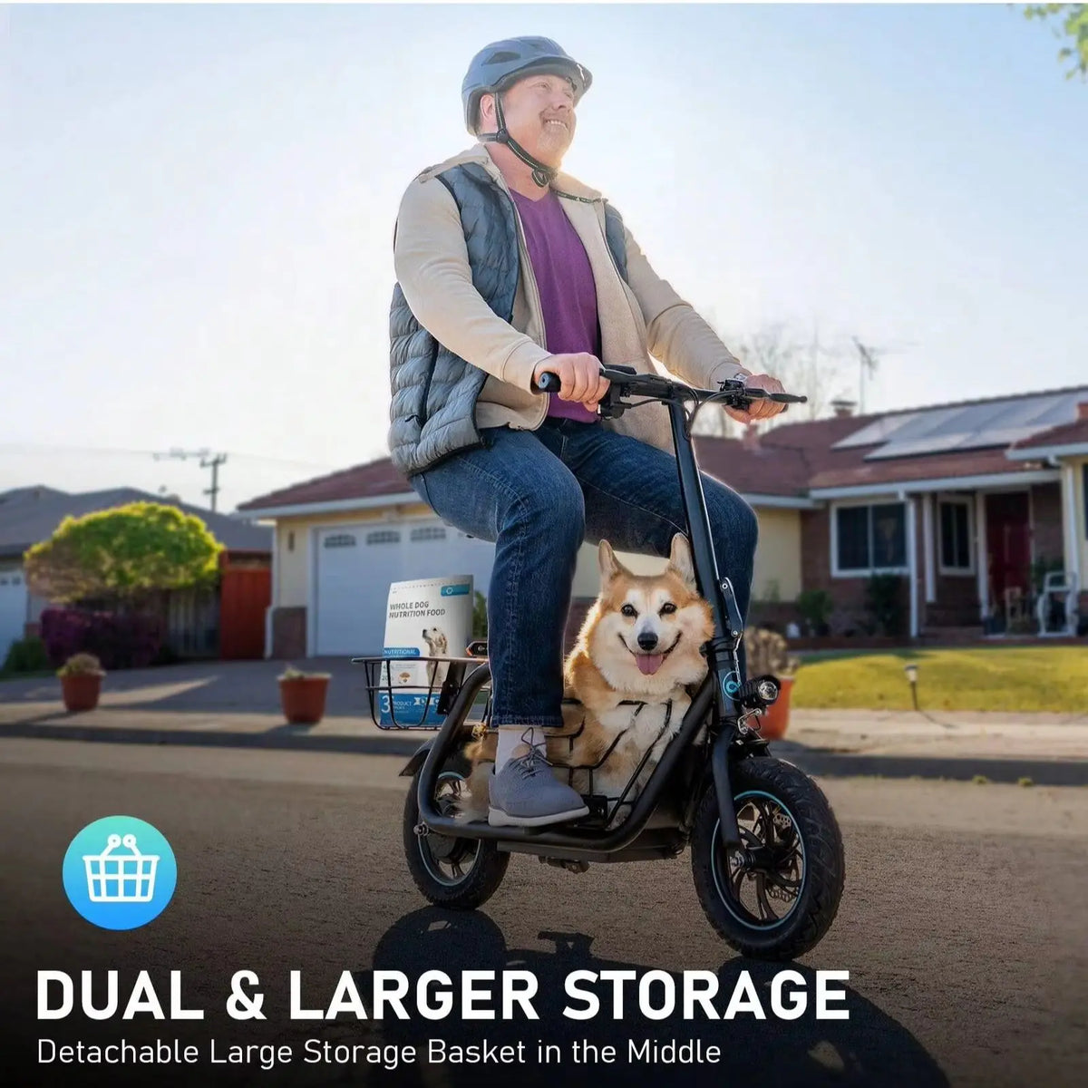 Gyroor Foldable Electric Scooter With Basket For Adult Riders