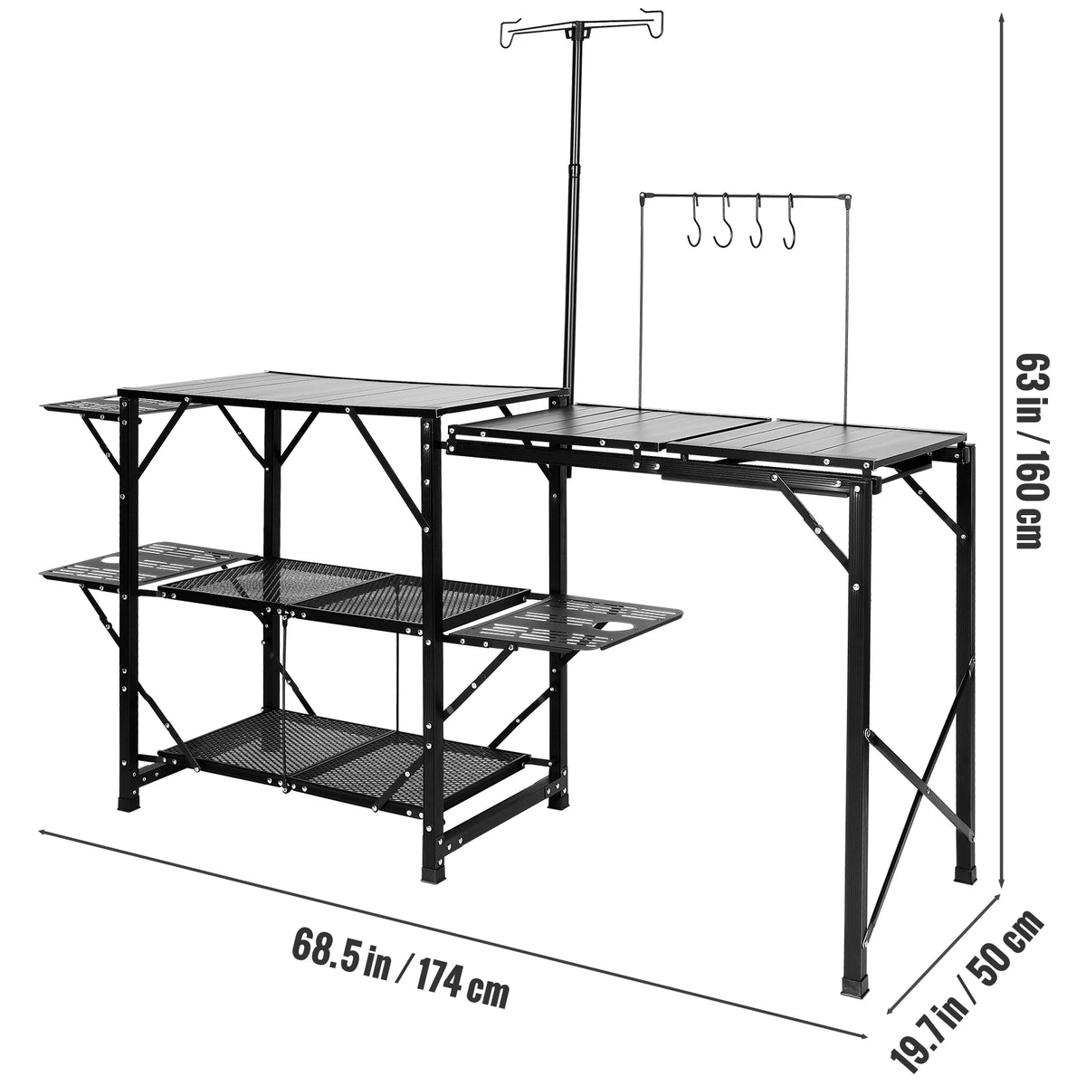 SucceBuy Portable Camping Kitchen Table With Sink For Outdoor Cooking
