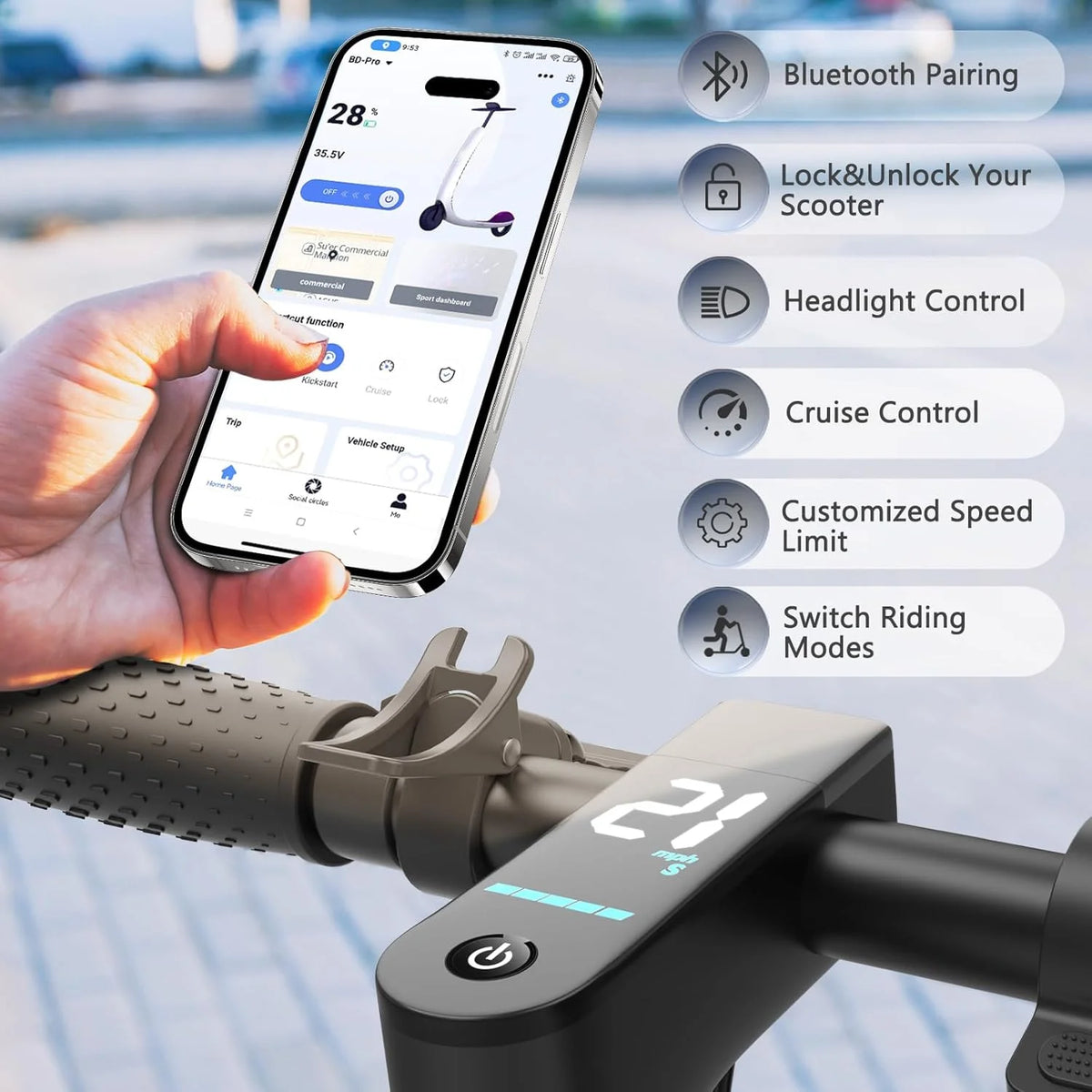 Aovopro 500W Foldable Electric Scooter For Adults With App Control