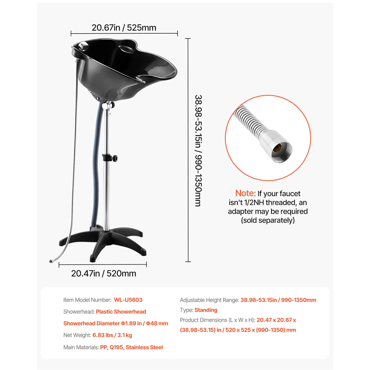 SucceBuy Portable Shampoo Bowl With Electric Pump For Salon Use