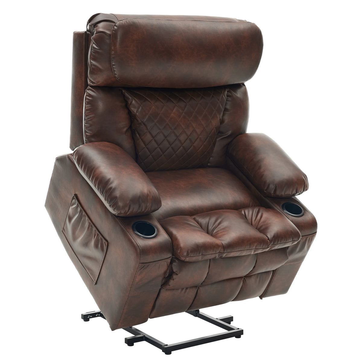 Redlife Oversized Dual Motor Power Lift Recliner for Elderly | Zero Gravity 25.6" Wide Seat, Massage & Heat, Adjustable Headrest & Hidden Storage, Leathaire