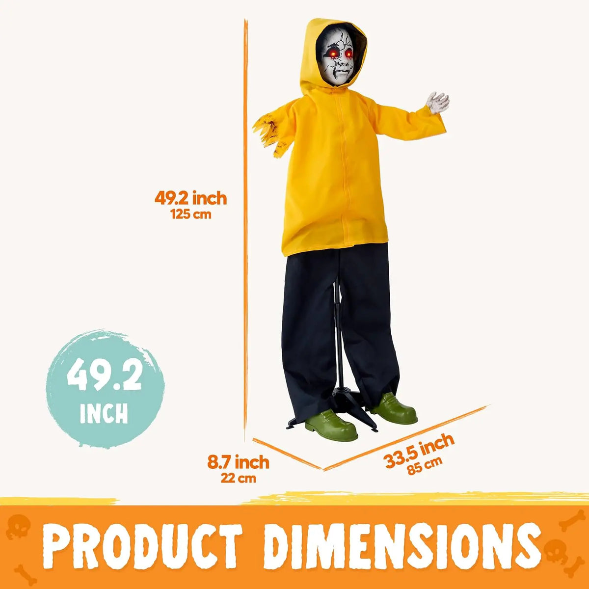 Joyfy Halloween Animatronic Raincoat Boy Outdoor Yard Decorations