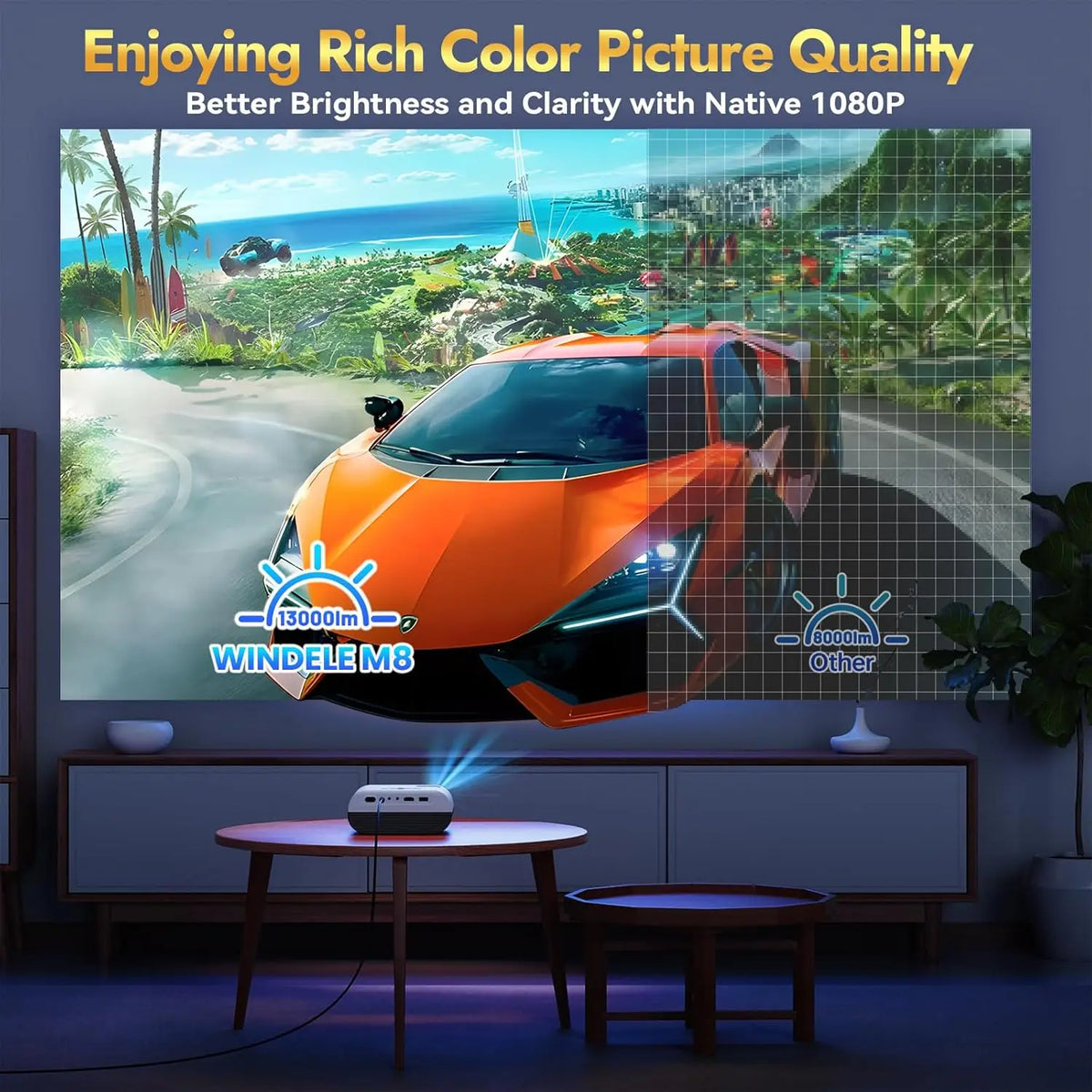 Portable Full HD Projector With Bluetooth Connectivity And HDMI Support