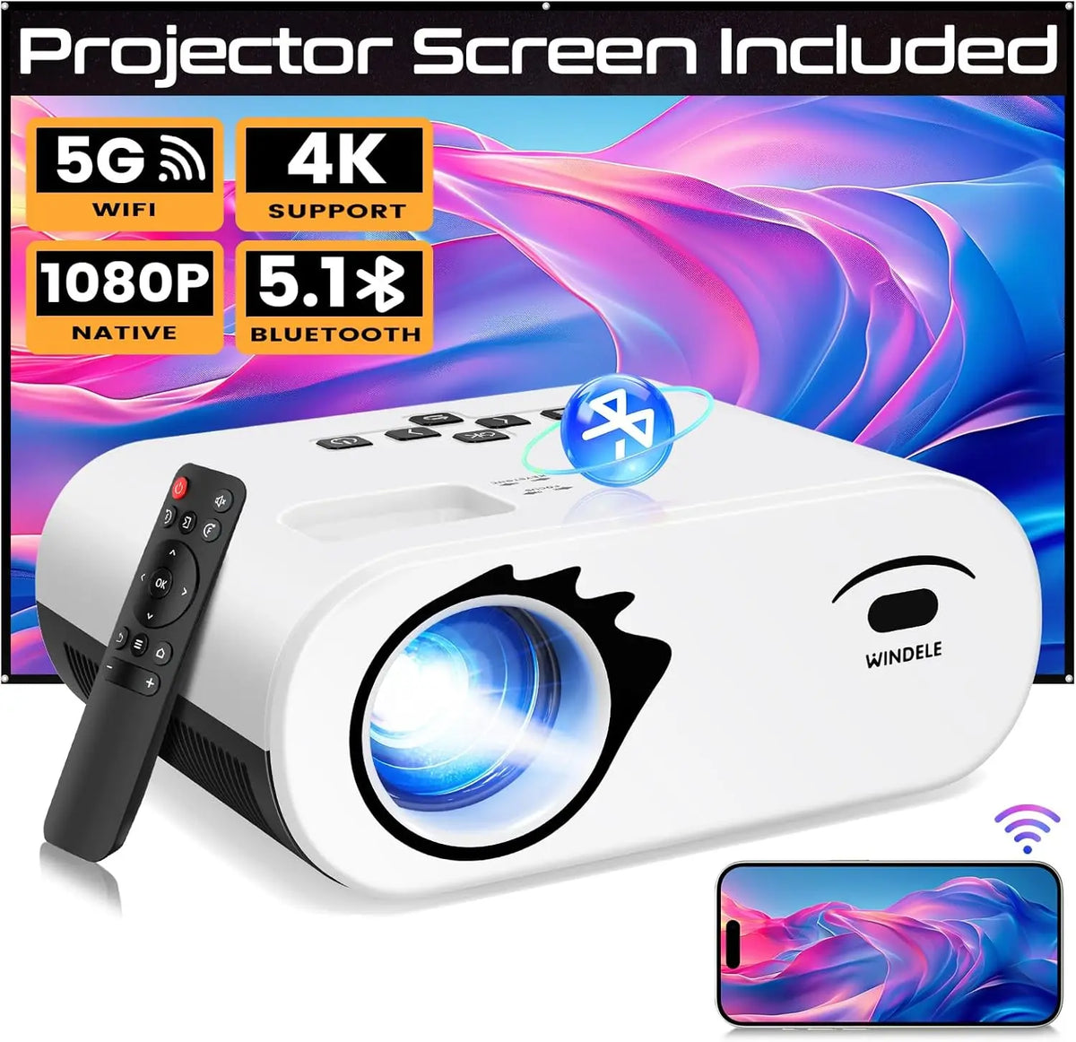 Portable Full HD Projector With Bluetooth Connectivity And HDMI Support