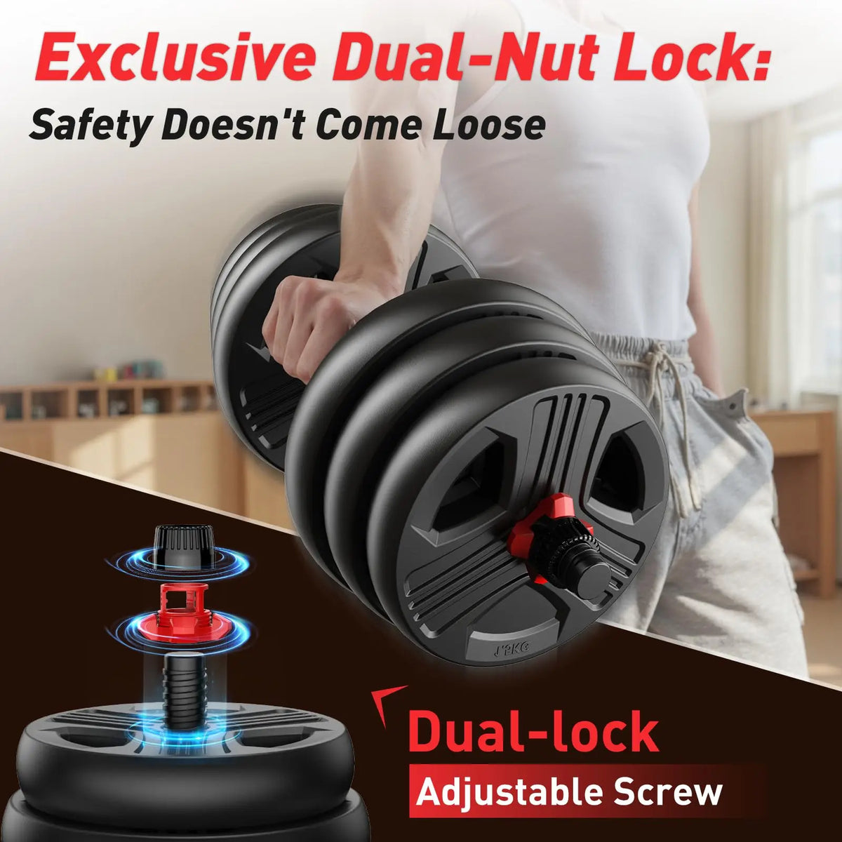 FITPLAM Adjustable 5In1 Dumbbell Set For Strength Training