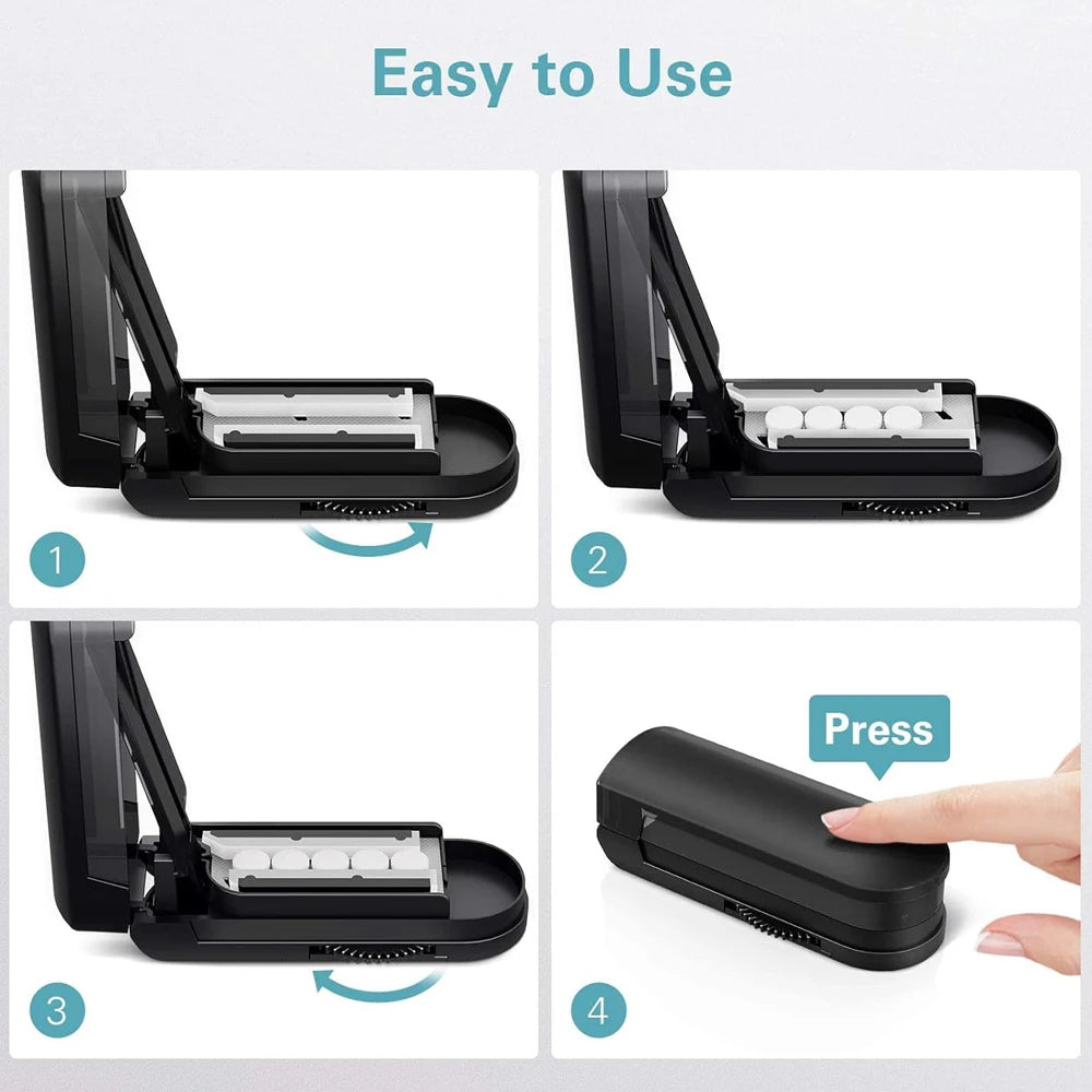 Adjustable Pill Cutter Splitter with Storage Case, Tablet Cutting Tool for Small & Large Pills, Stainless Steel Blade with Adjustable Holder for Easy Precise Pill Splitting, Compact Portable Design