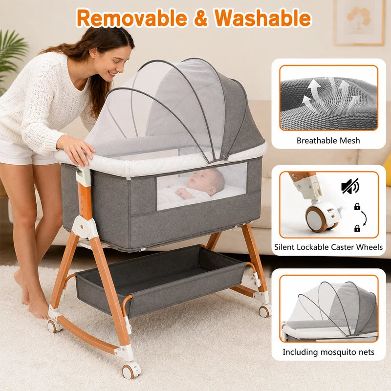 Portable Baby Bassinet Bedside Sleeper With Changing Table
