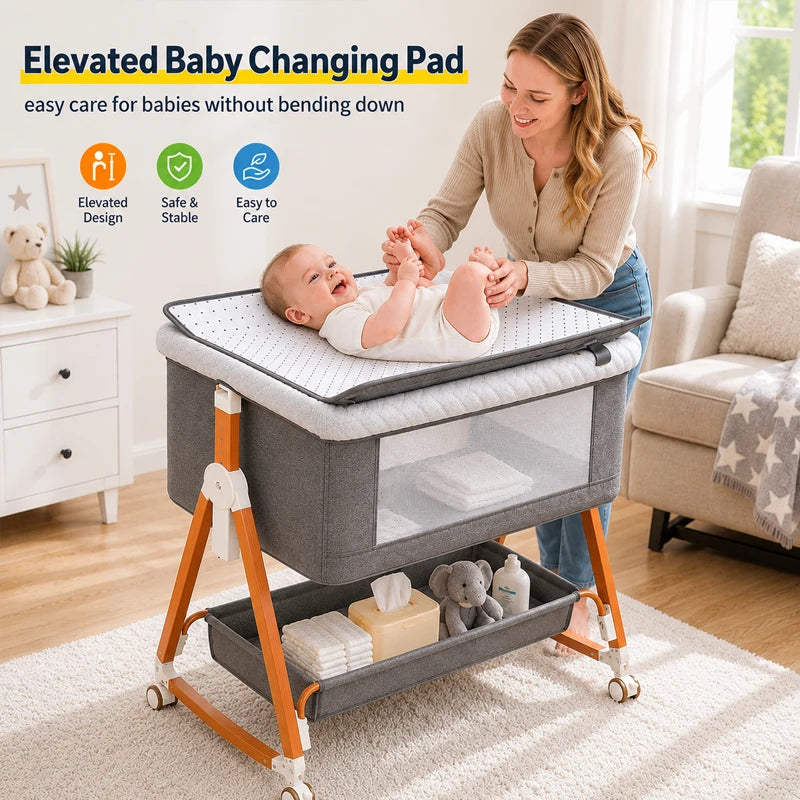 Portable Baby Bassinet Bedside Sleeper With Changing Table