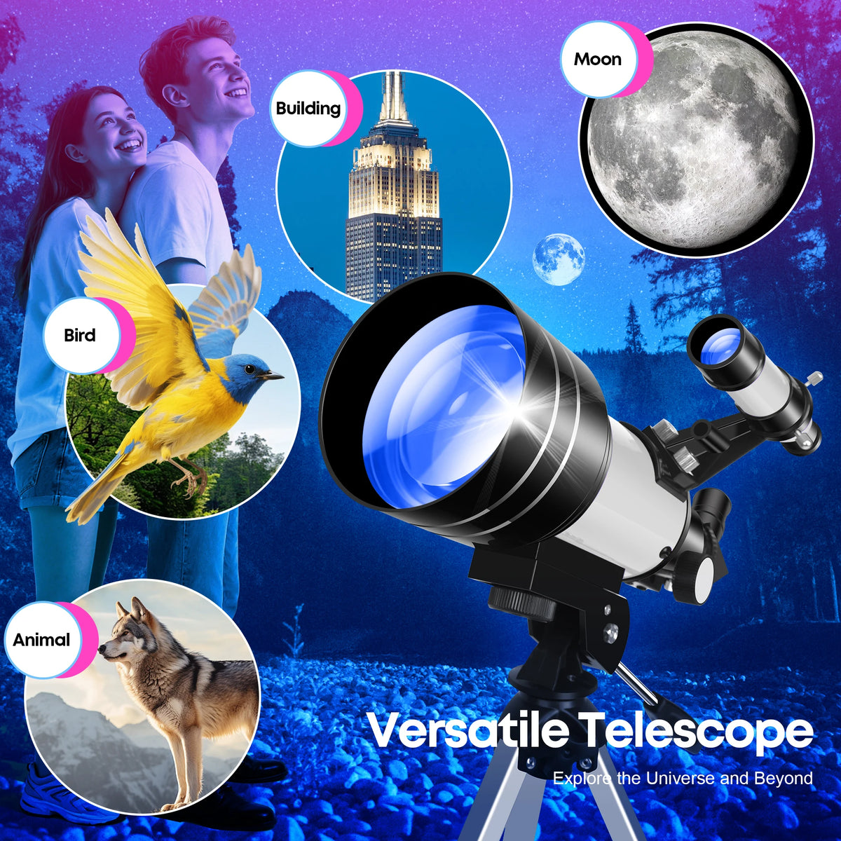 Compact Astronomical Telescope For Nature Observation And Camping Use