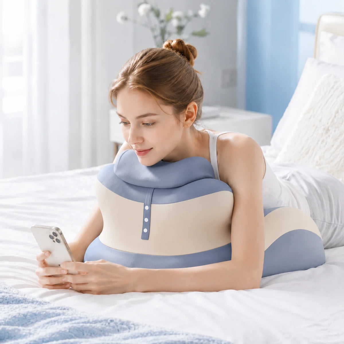 Ergonomic Memory Foam Reading Pillow With Removable Headrest
