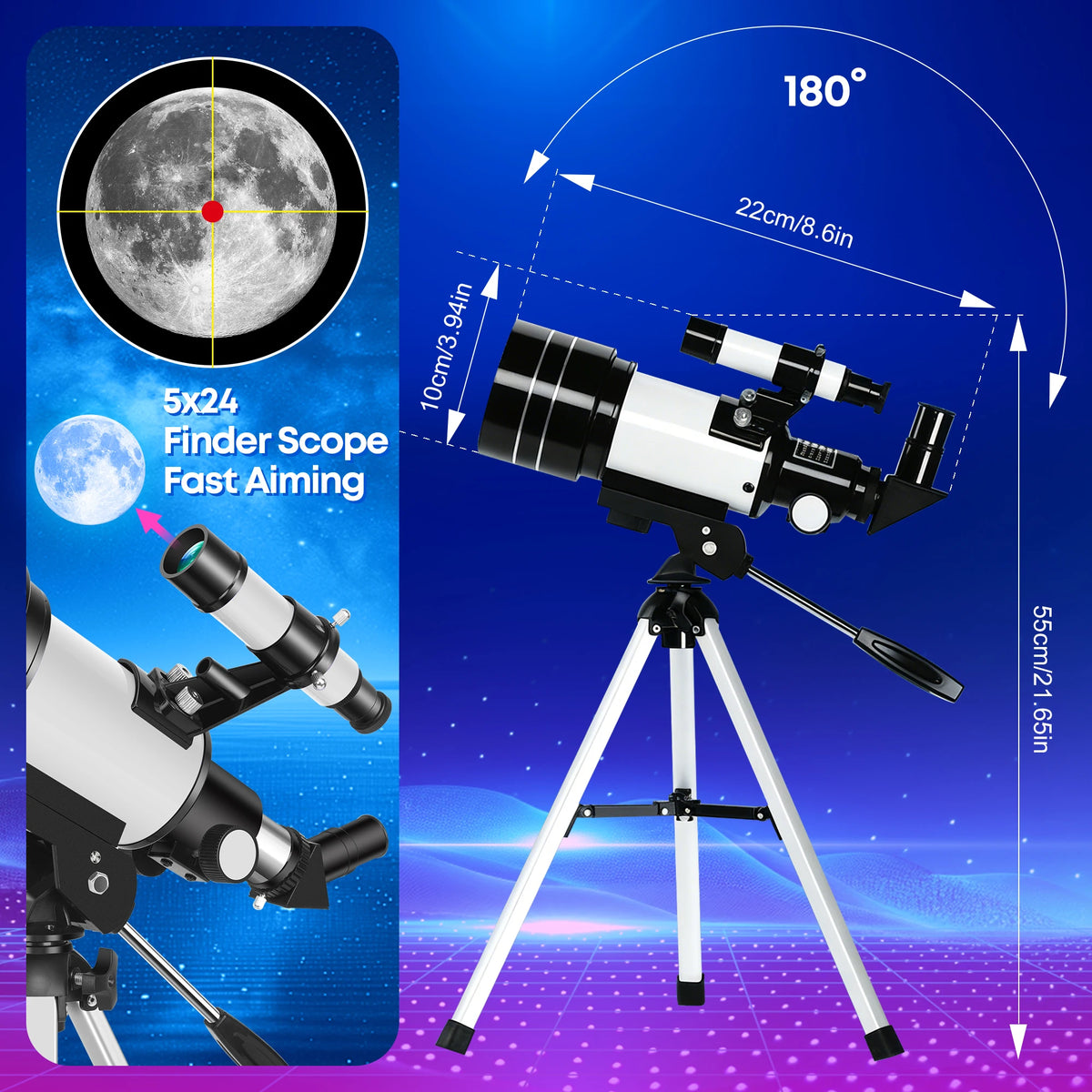 Compact Astronomical Telescope For Nature Observation And Camping Use
