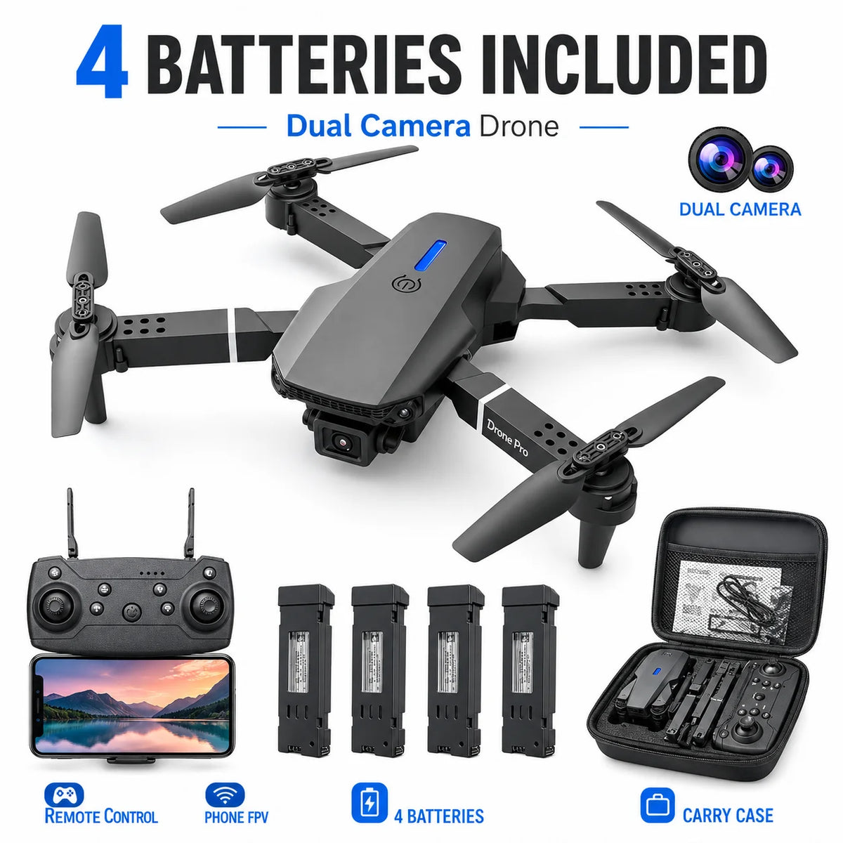 ZNLYRION 4K Dual Camera FPV RC Drone Foldable Quadcopter
