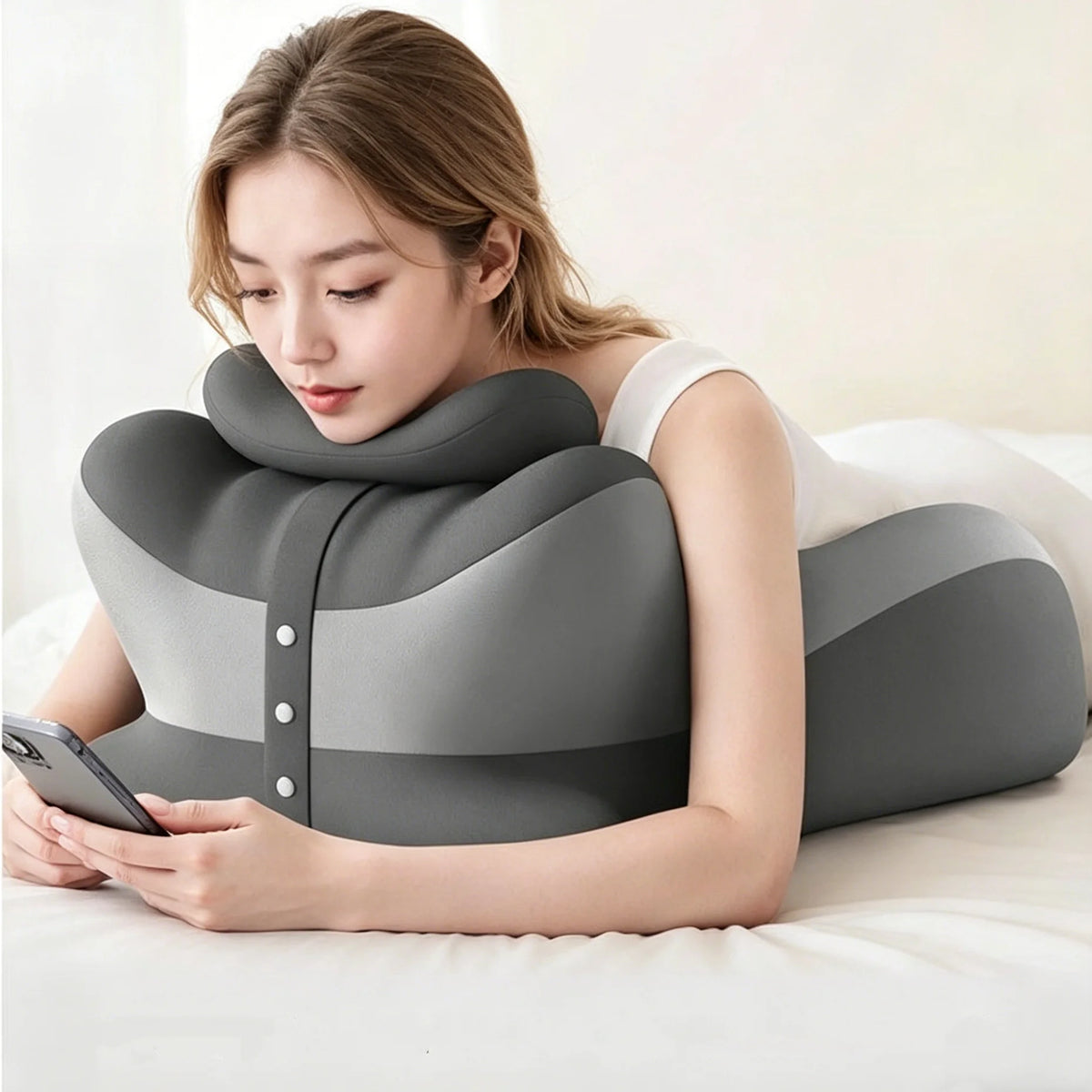 Ergonomic Memory Foam Reading Pillow With Removable Headrest