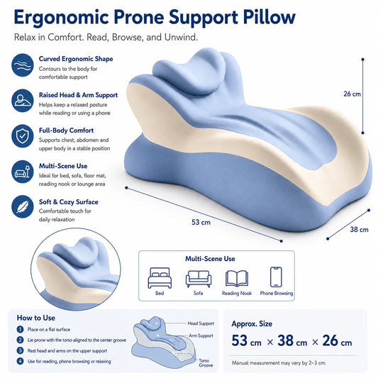 Ergonomic Memory Foam Reading Pillow With Removable Headrest