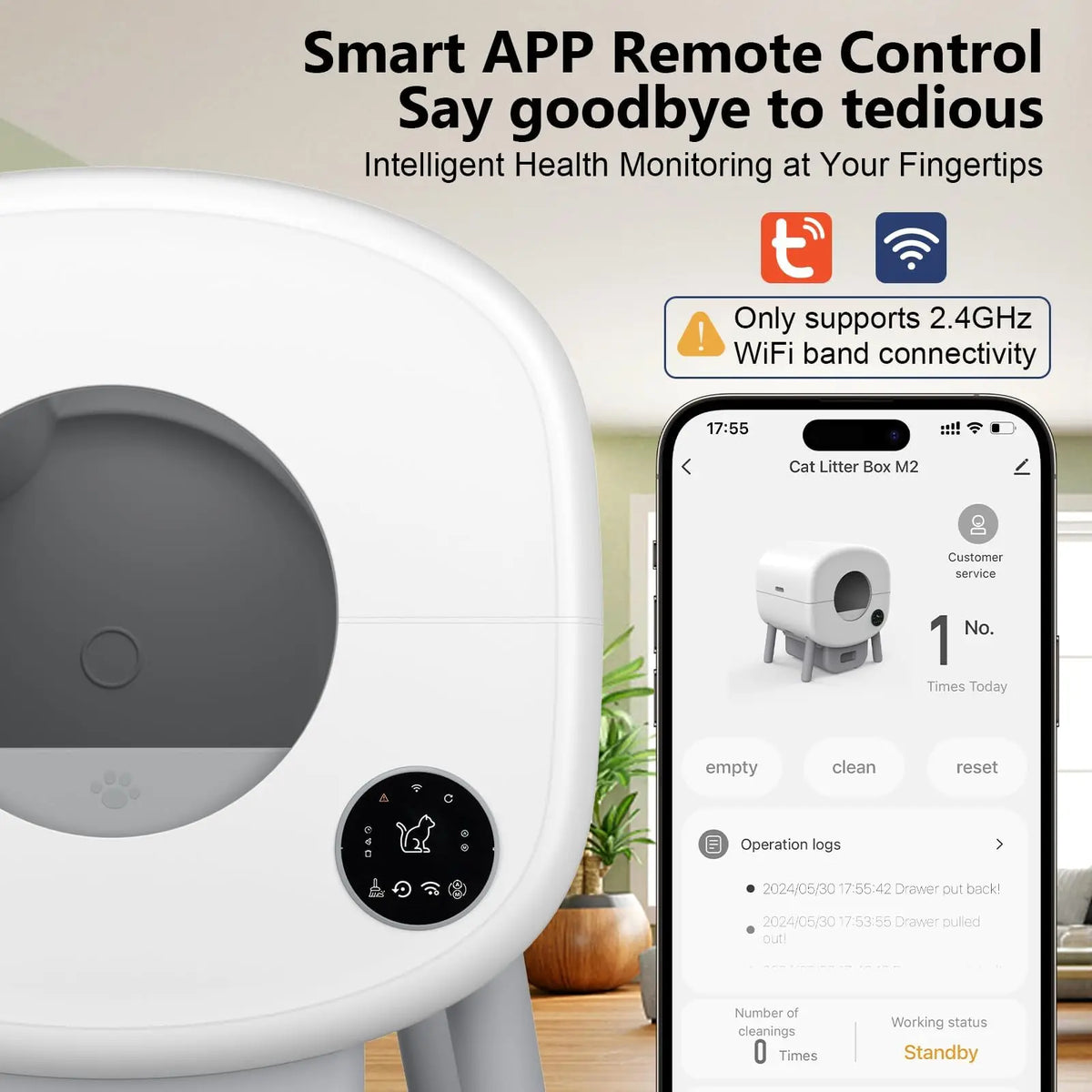 Smart Automatic Self Cleaning Cat Litter Box Featuring App Control