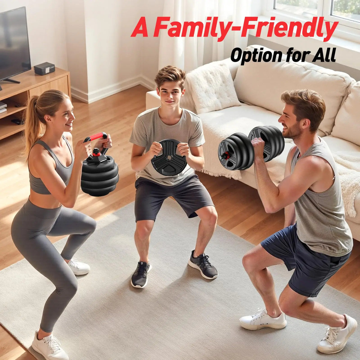 FITPLAM Adjustable 5In1 Dumbbell Set For Strength Training