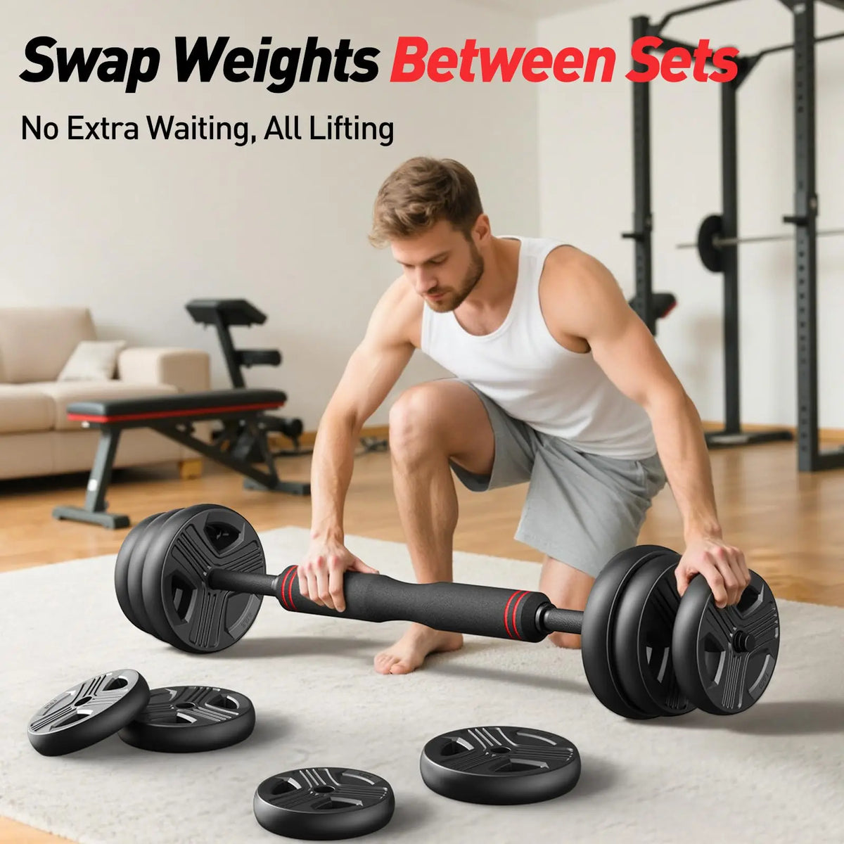 FITPLAM Adjustable 5In1 Dumbbell Set For Strength Training