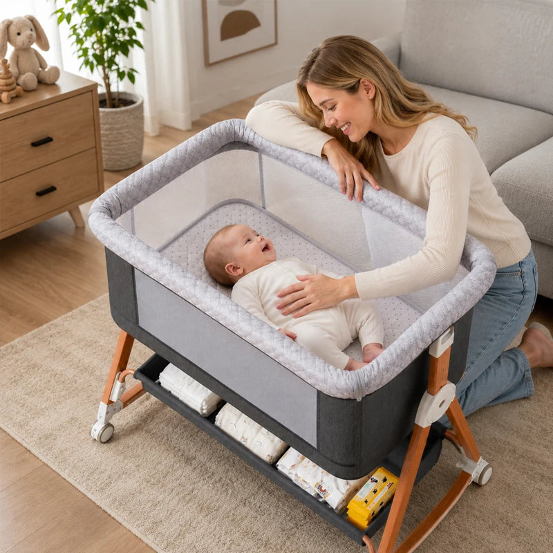 Portable Baby Bassinet Bedside Sleeper With Changing Table