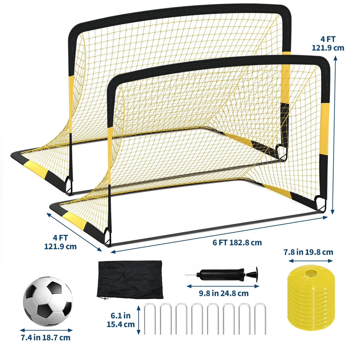 HiMiss Pop Up Soccer Goal Set With Training Accessories Kit