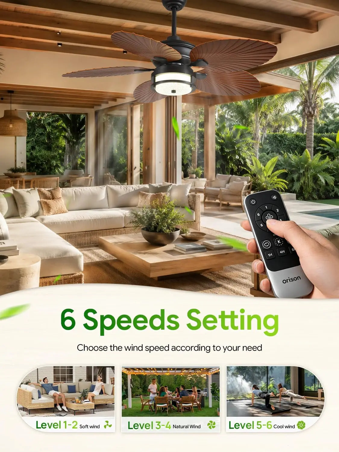 Orison Outdoor Ceiling Fan With Dimmable Led Lights And Remote