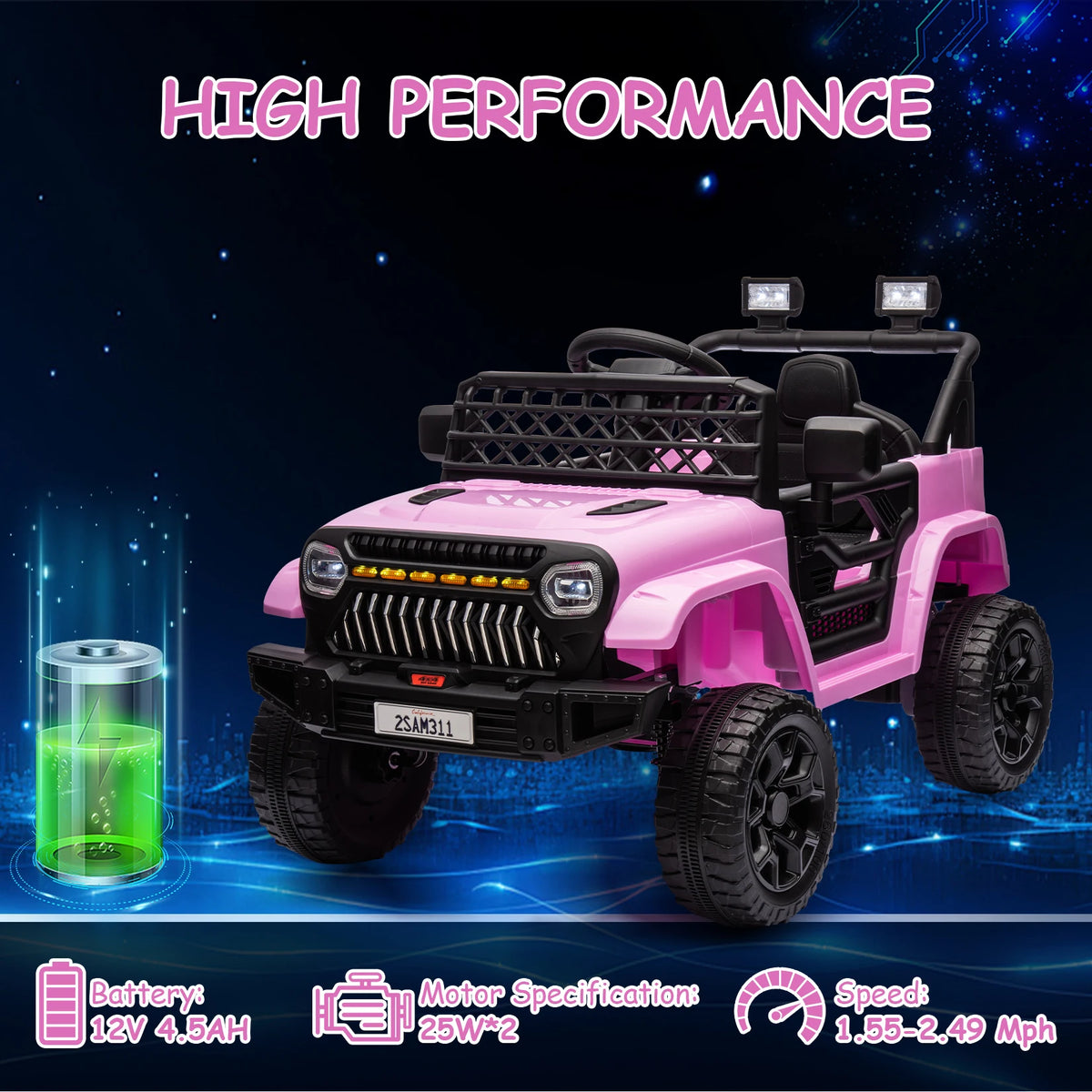 HiMiss Kids Electric Ride On Truck With Remote Control Speakers