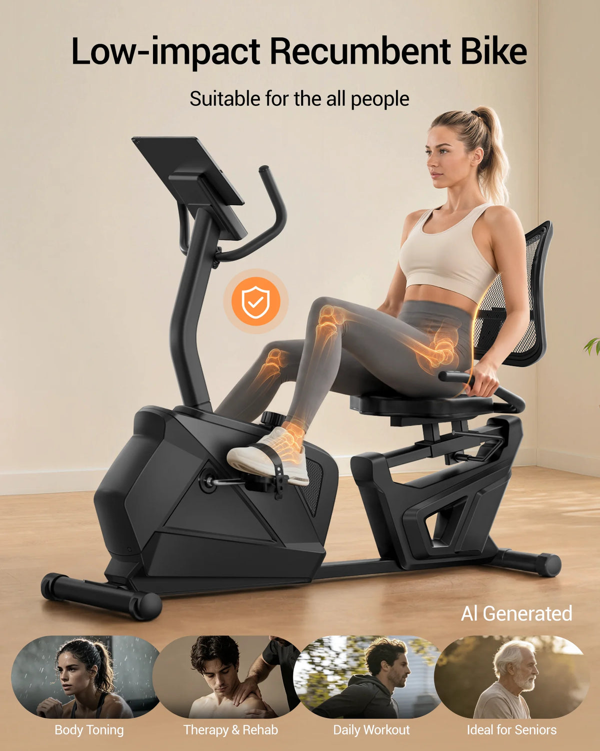 Umay Magnetic Recumbent Stationary Bike For Home Fitness
