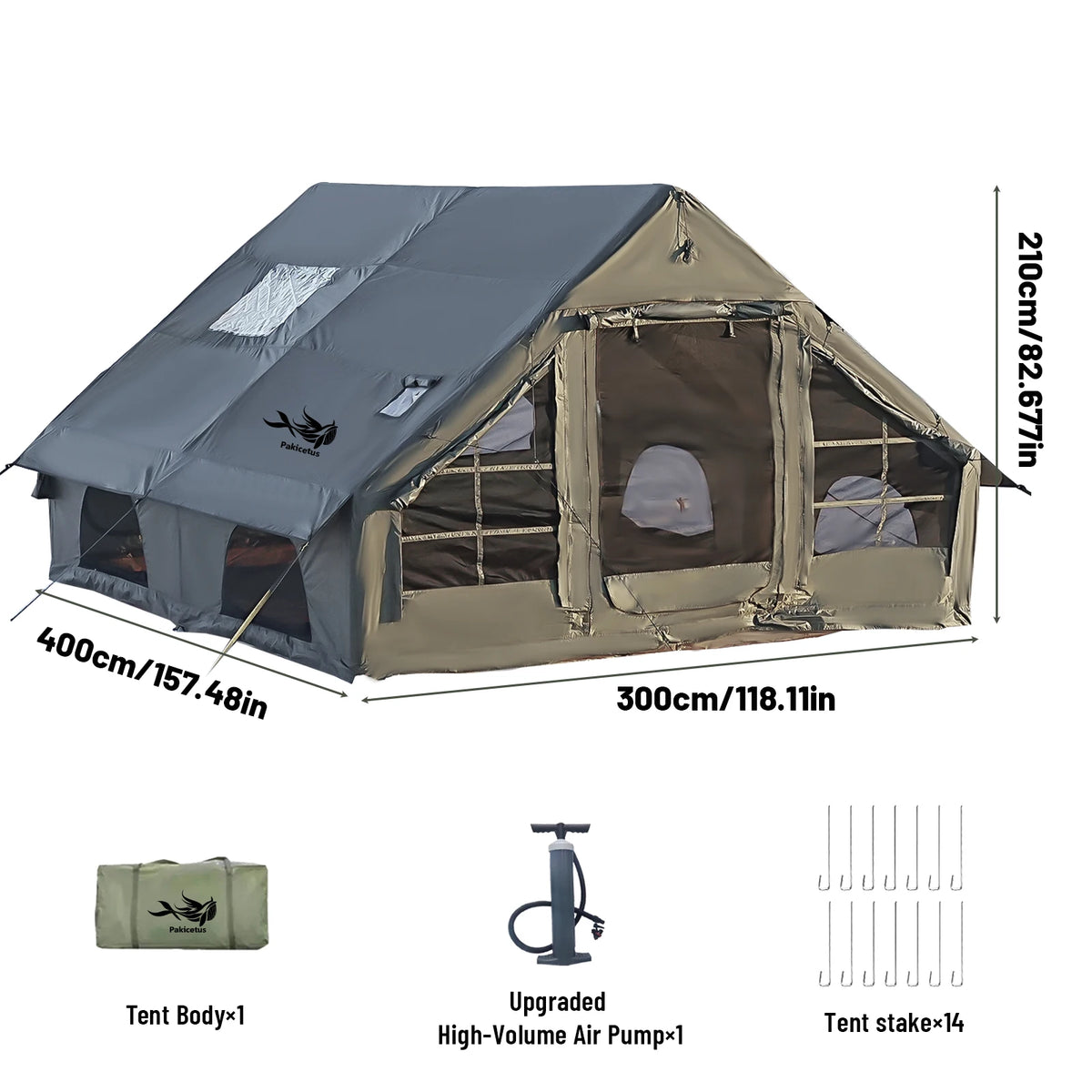 Luxury Inflatable Camping Tent Skylight Air Pump Quick Setup Nylon
