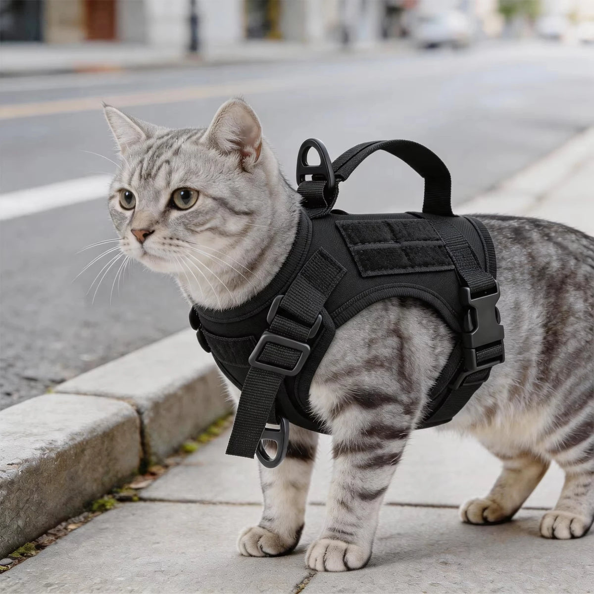 Petavel Tactical Cat Harness Vest With Handle And Leash Set