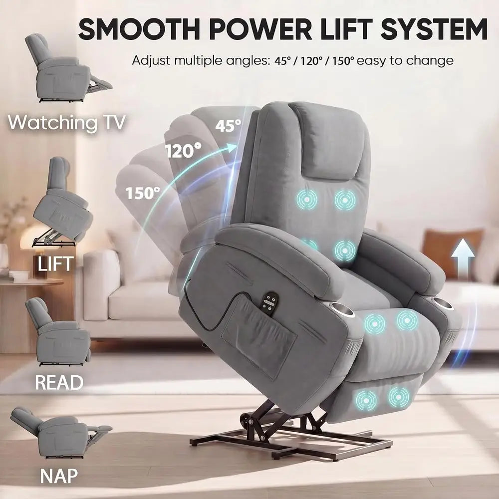 Power Lift Recliner Chair With Massage And Remote Control