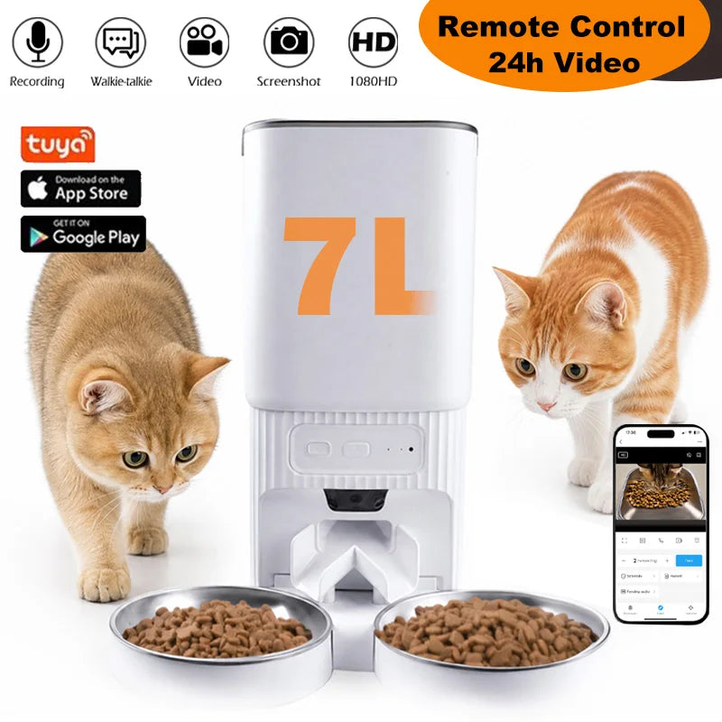 Nityers WiFi Smart Pet Feeder With Camera And Dual Bowls