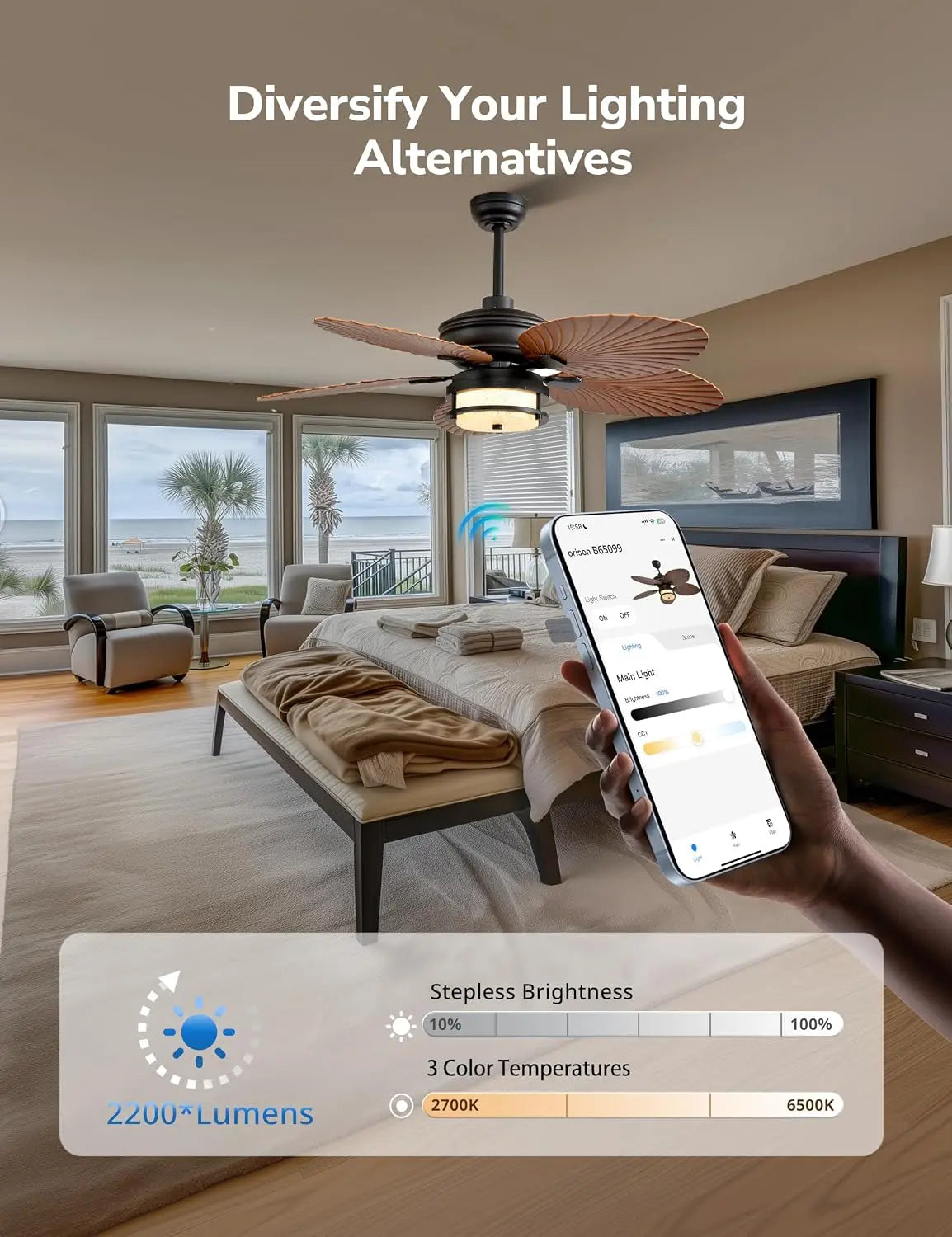 Orison Outdoor Ceiling Fan With Dimmable Led Lights And Remote