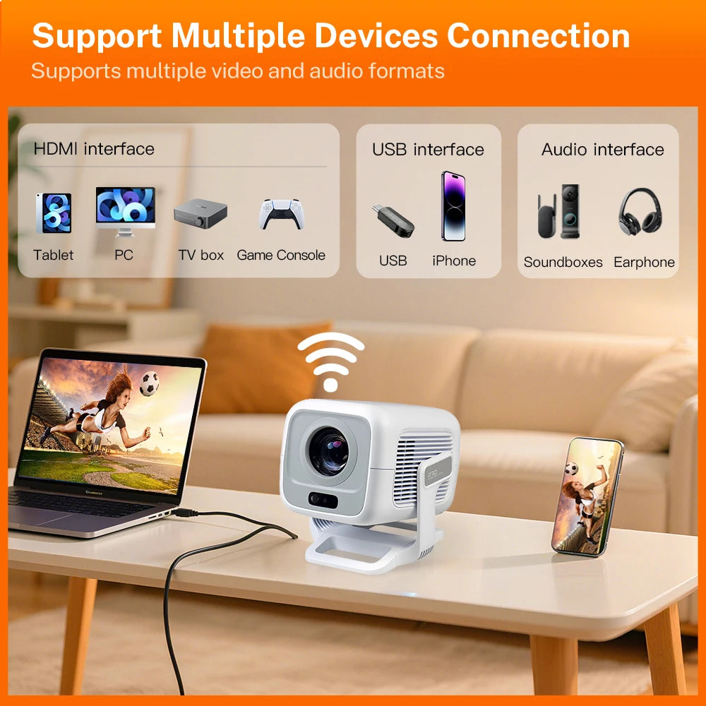 LynCast Auto Focus Projector Native 1080P Android 14 Portable Cinema