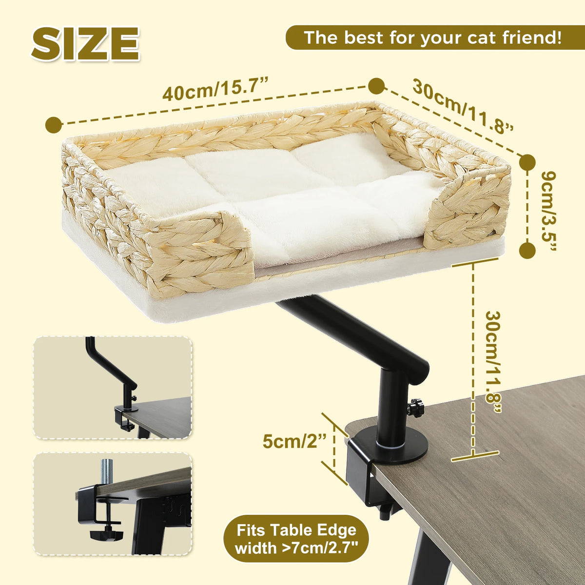 PAWZ Road Cat Desk Bed Adjustable Rotatable Plush Hammock