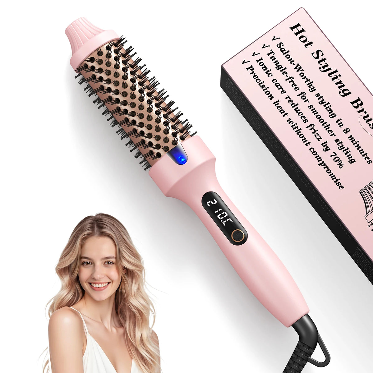 Bopcal Heated Curling Iron Brush Anti Scald Hair Styler