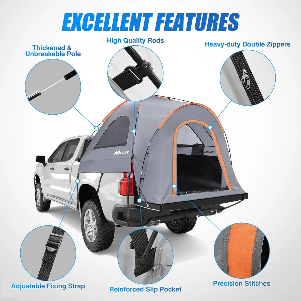 Double Layer Waterproof Truck Bed Tent For Outdoor Camping