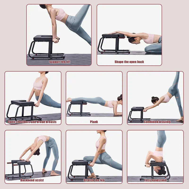KBQ Inverted Yoga Stool With Double Armrests For Balance Training