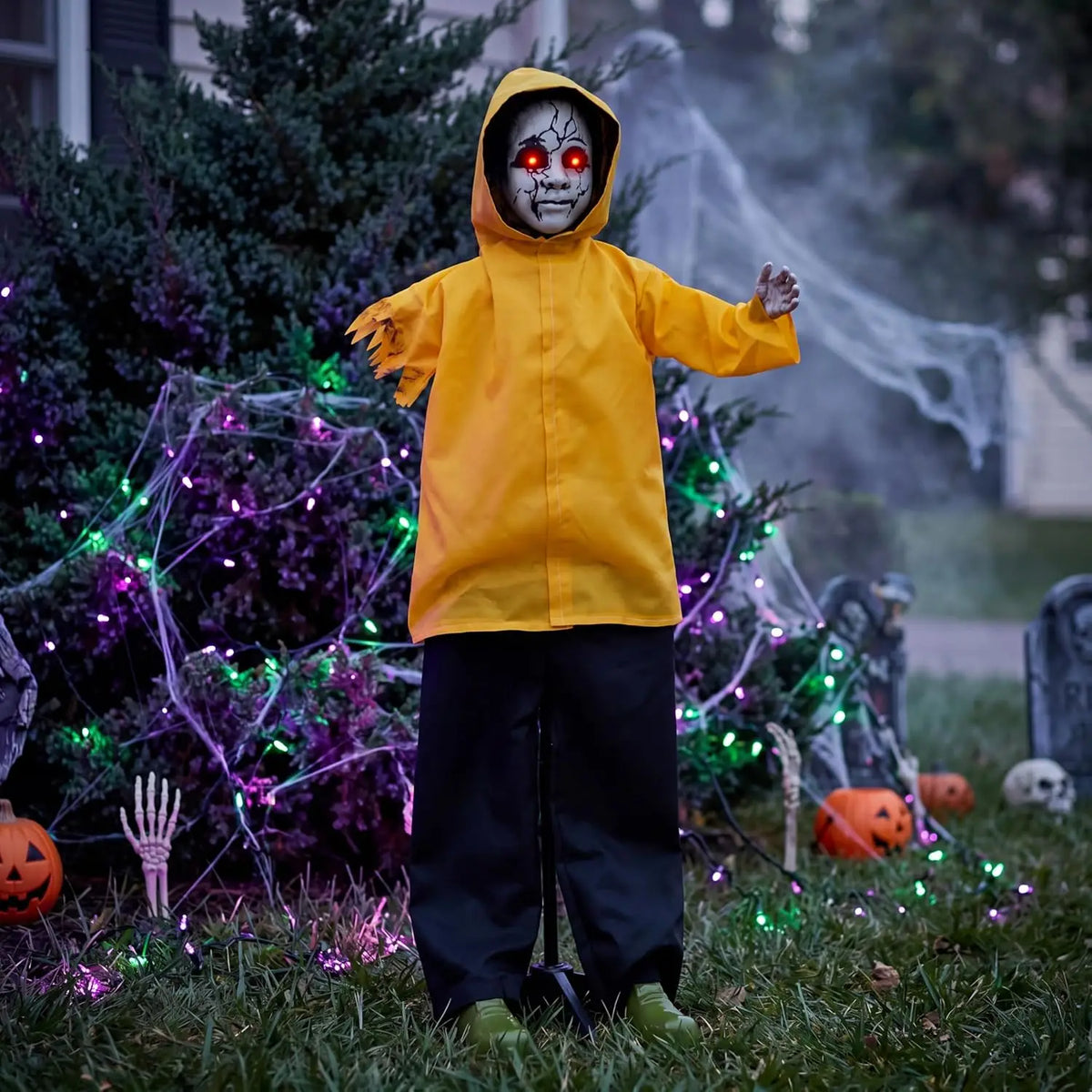 Joyfy Halloween Animatronic Raincoat Boy Outdoor Yard Decorations