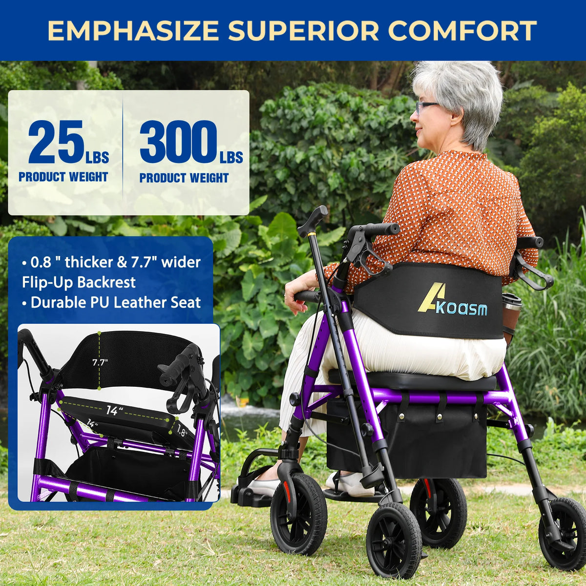 Adjustable 2 In 1 Rollator Walker And Wheelchair Transport Chair