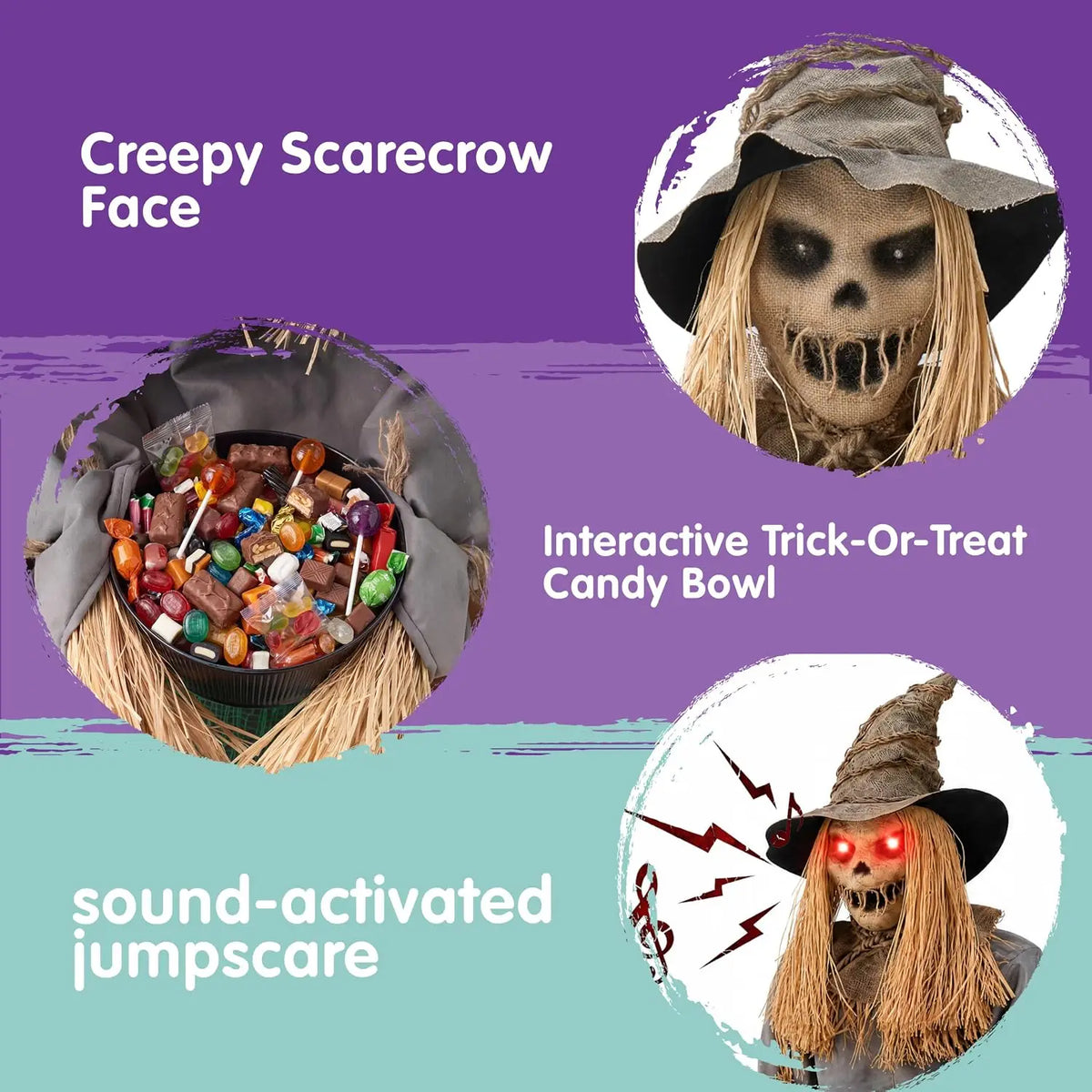 Joyfy Animatronic Sitting Scarecrow Sound Activated Jump Scare Halloween