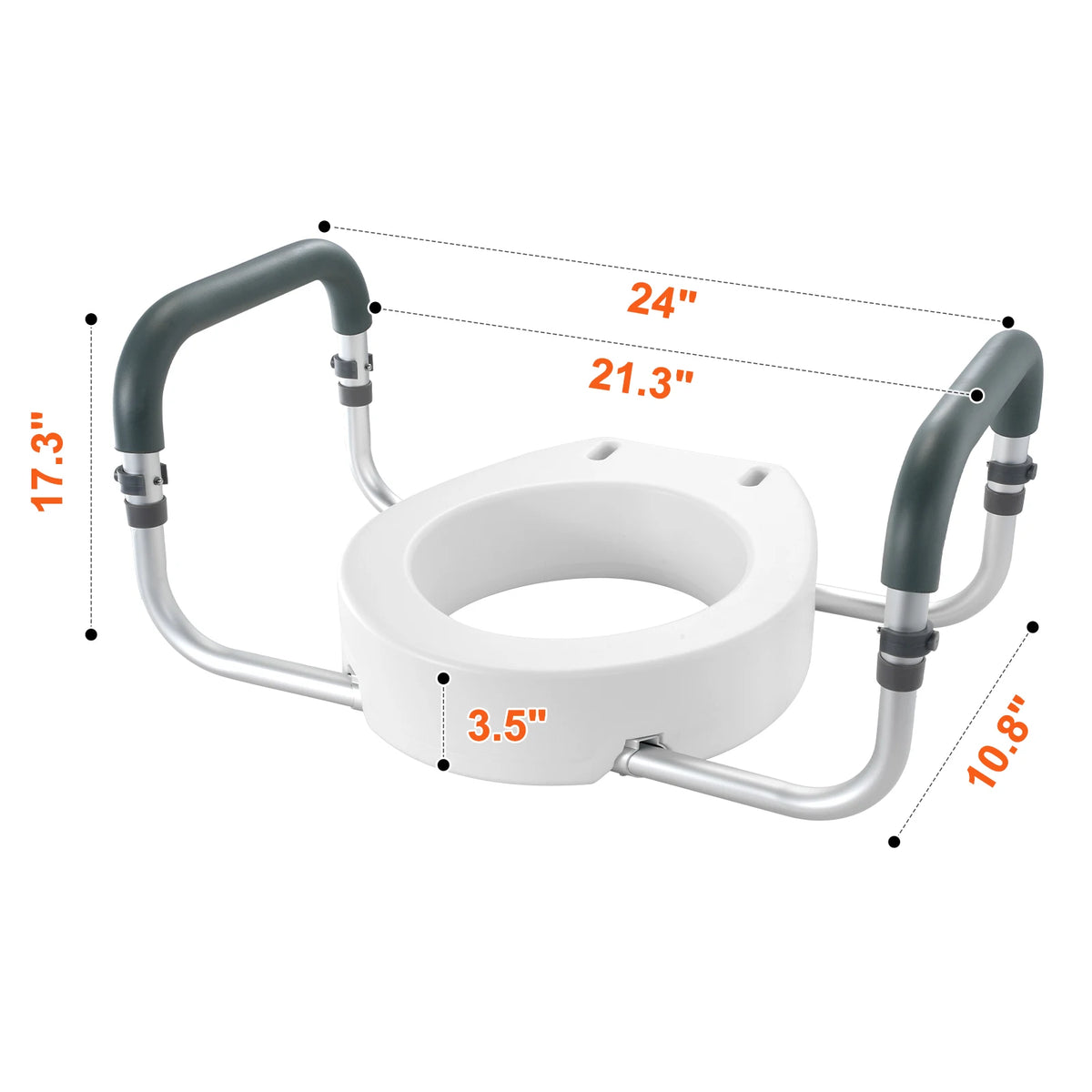 SucceBuy Aluminum Raised Toilet Seat With Handles Easy Bathroom Sitting