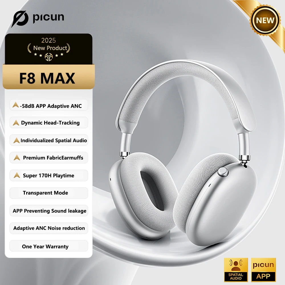 Picun F8 Pro Wireless Headphones Featuring Active Noise Cancellation