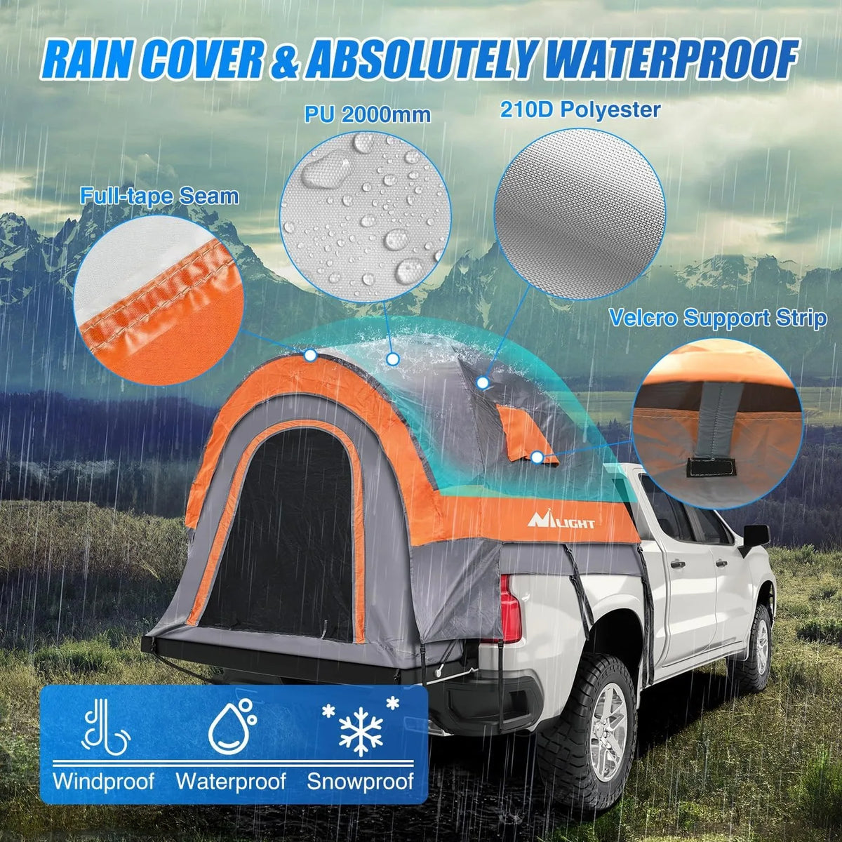 Double Layer Waterproof Truck Bed Tent For Outdoor Camping
