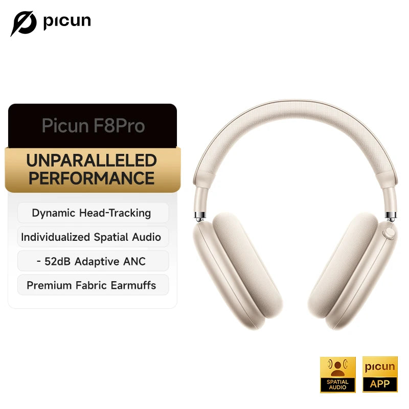 Picun F8 Pro Wireless Headphones Featuring Active Noise Cancellation