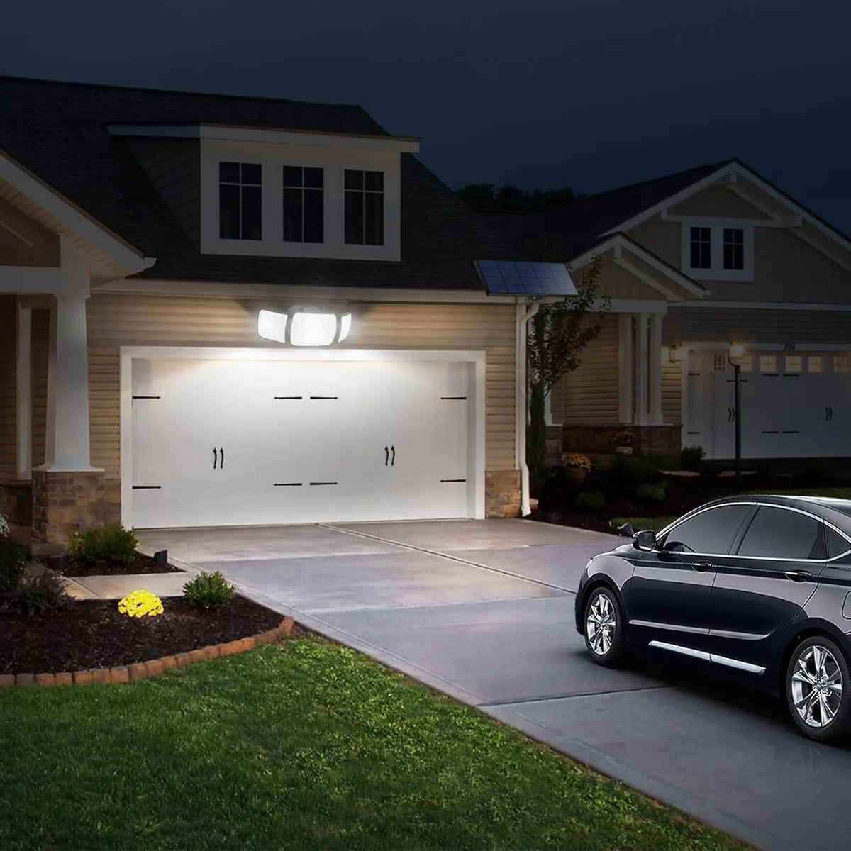 Intelamp Outdoor Solar Led Wall Light With Dual Motion Sensor