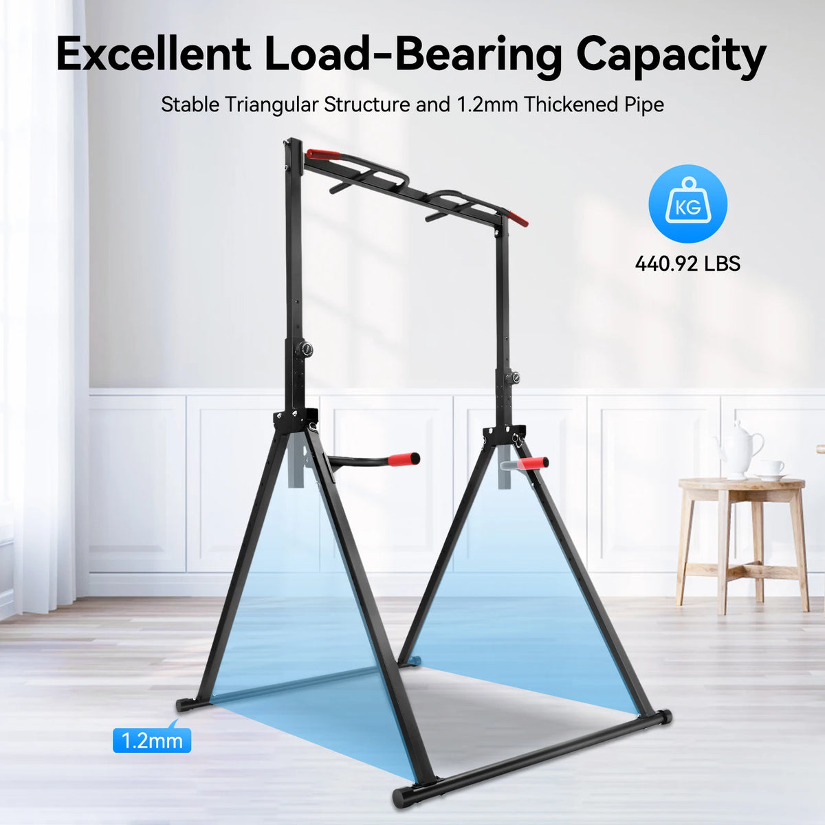 Adjustable Triangular Pull Up Bar With Dip Station For Home