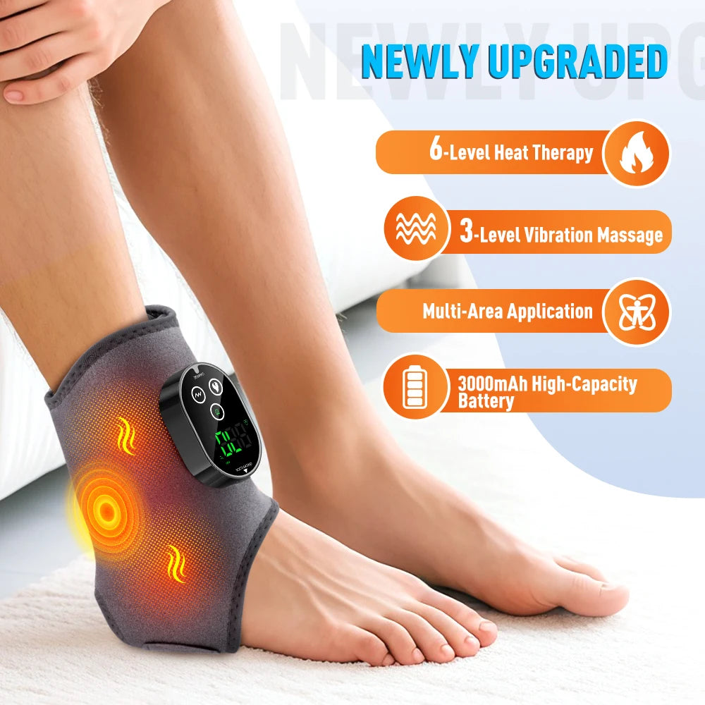 Hailicare Heated Ankle Massager Wrap With Rechargeable Dual Motor